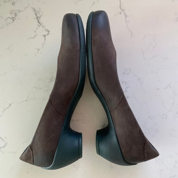 ECCO Shape Sculpted Leather Shoes w Rubber Heels Brown + Teal Green Sz 39 - Picture 6 of 14
